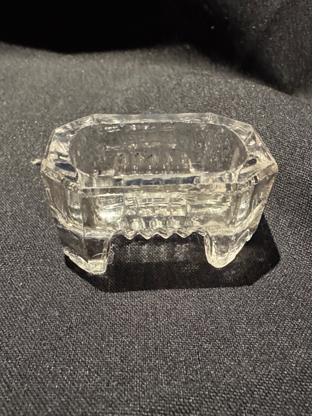 Vintage Clear Glass Footed Salt Cellar/ Open Salt/ Ring Holder